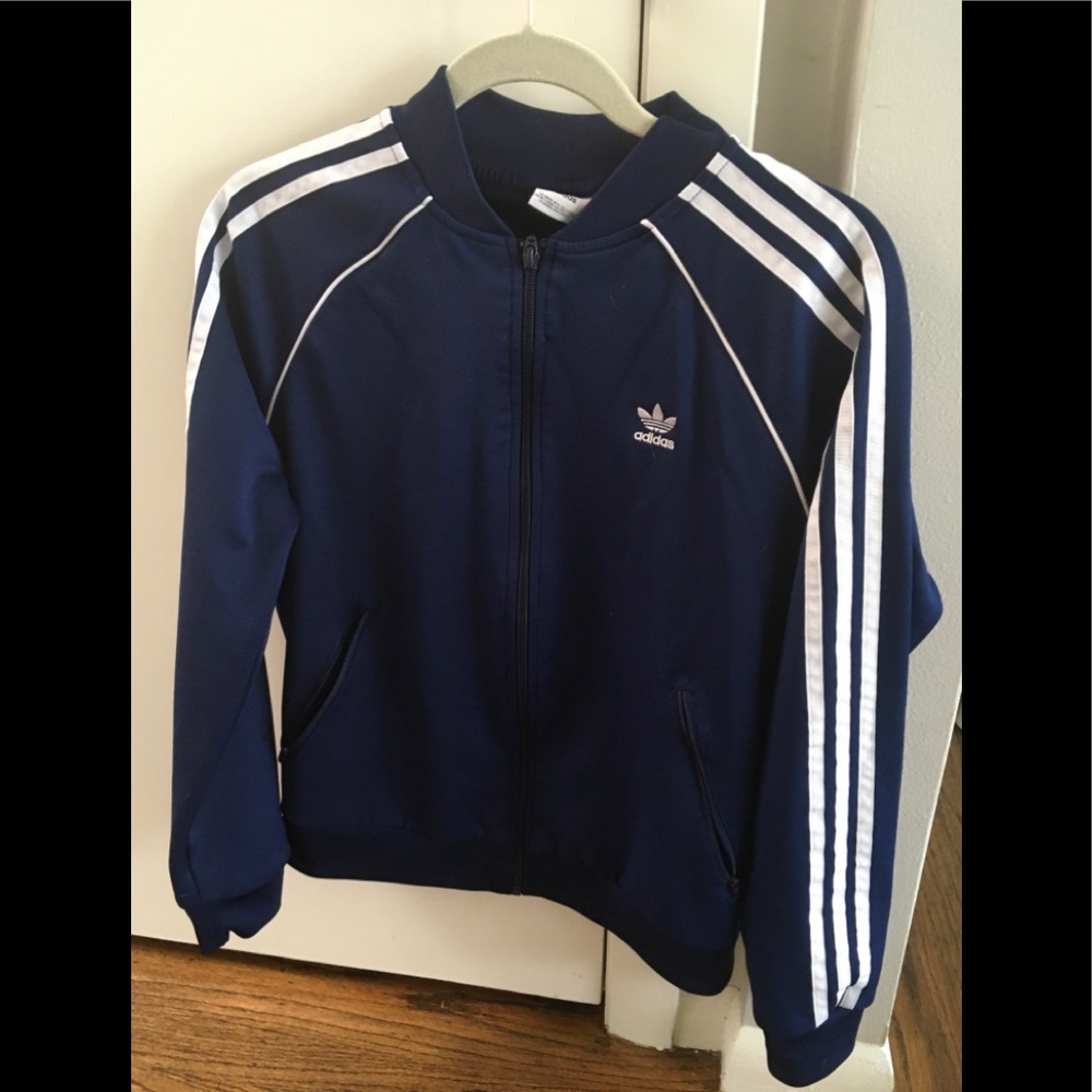 Adidas Navy striped Blue track jacket sz M